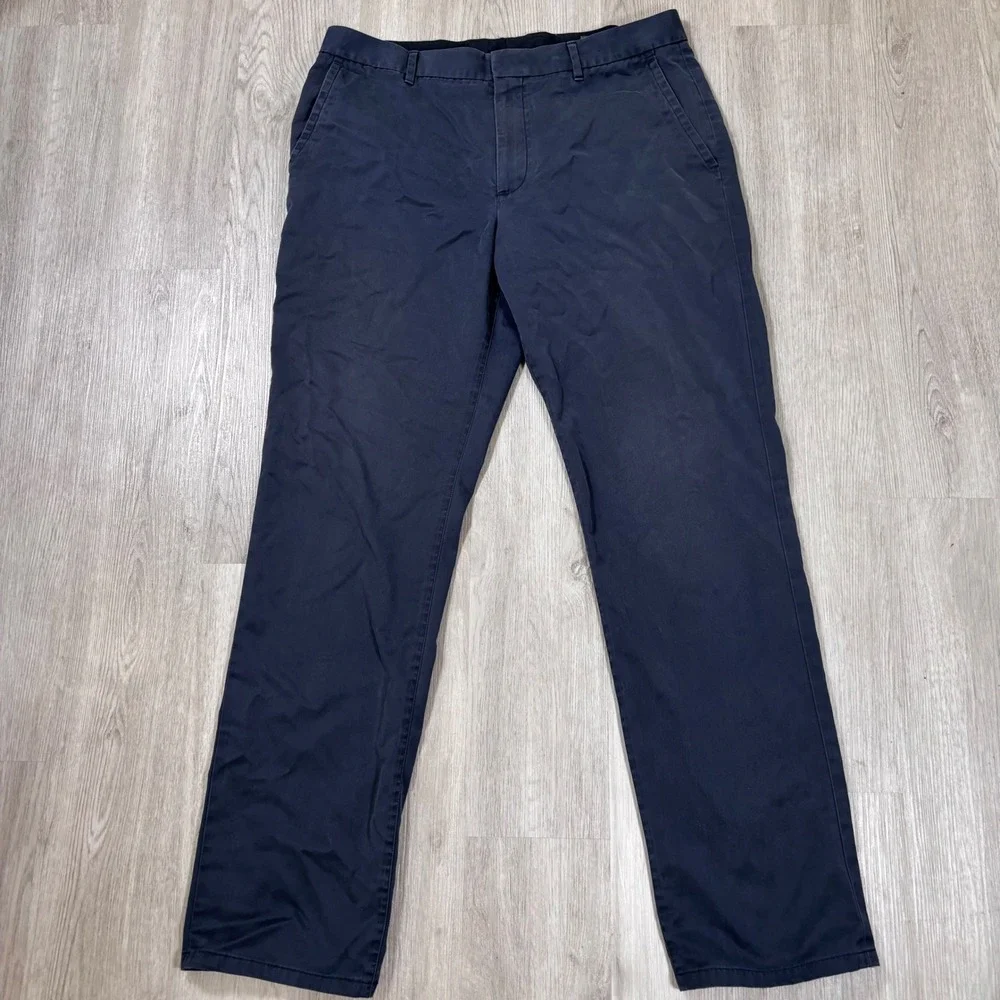 Bonobos Mens Washed Chino Pants Navy Blue Straight Leg 100% Cotton 35x36 (35x33)